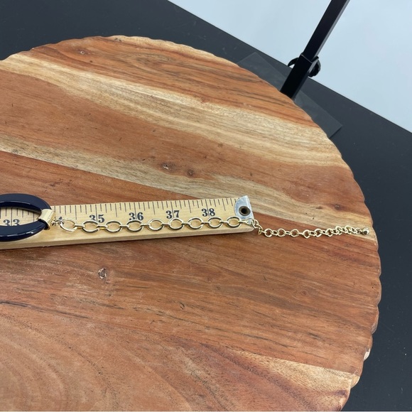 Chico’s Nia Single Strand Necklace -Gold & Navy plastic shape - Picture 4 of 4